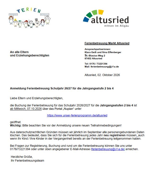 Ferienbetreuung